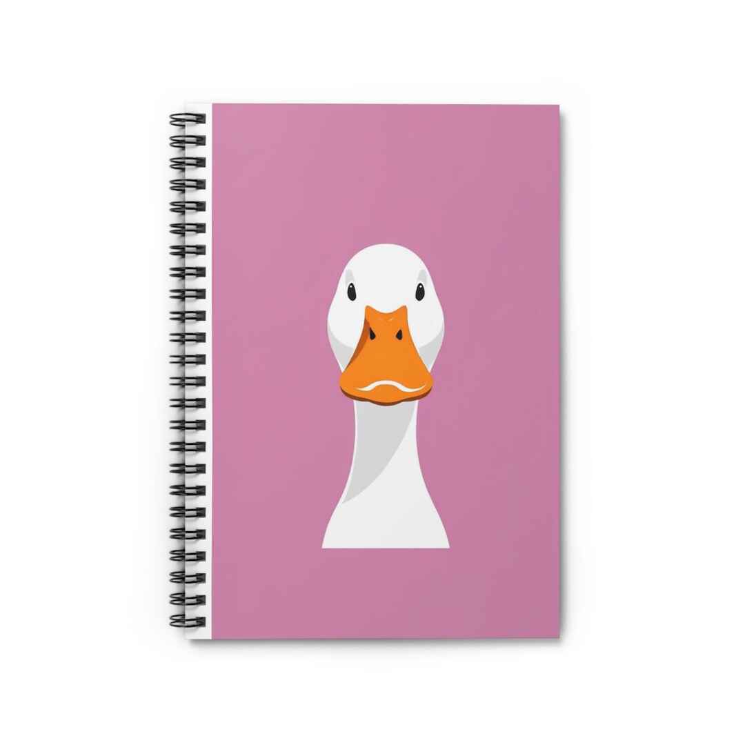 Notebook Goose Goose Illustration Spiral Notebook - Pink Ruled Journal - Etsy
