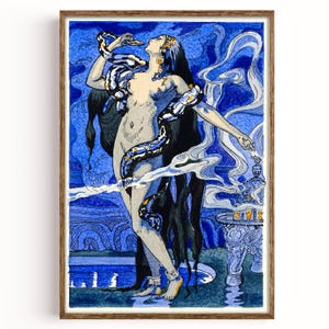 Salammbo Sacred Python Suzanne Lagneau 1928 Art Deco Fantasy Mythology Vintage Print
