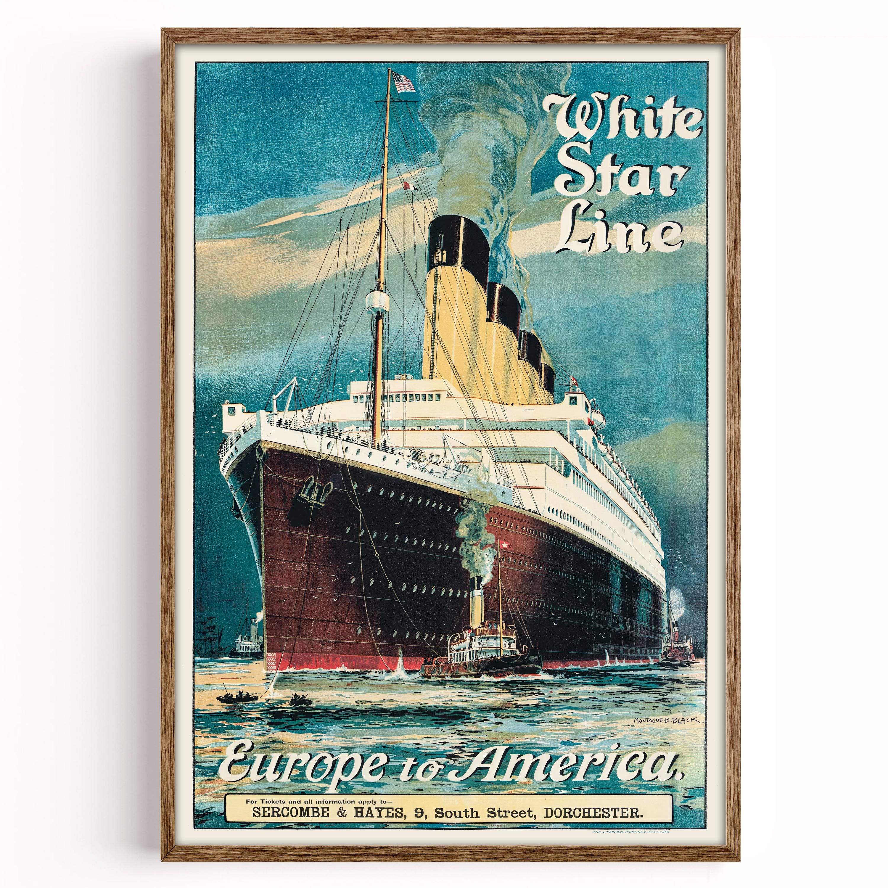 A vintage advertising poster for White Star Lines Titanic. Art , Posters & Puzzles from Alamy