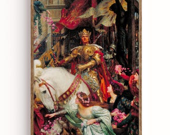 Frank Dicksee The Two Crowns Poster Print Medieval Knight King Art Wall Decor