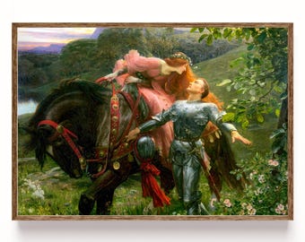 Frank Dicksee Art Print La Belle Dame Sans Merci Medieval Knight Gothic Decor