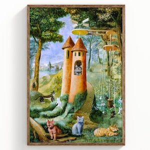 Cats Paradise Remedios Varo 1955 Vintage Surrealistisk Katt Nyckfullt Konsttryck