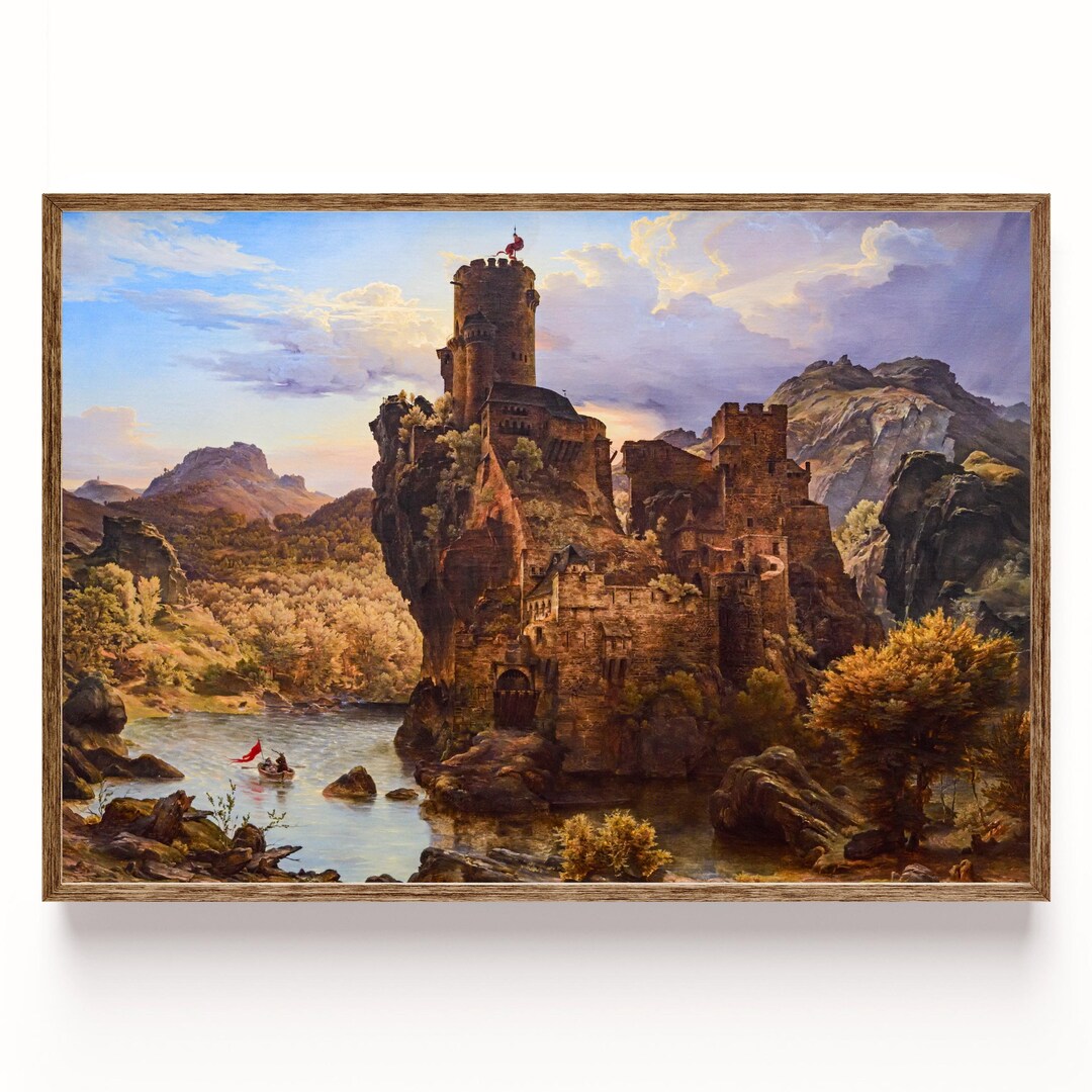 Medieval Castle Landscape Art Print Karl Friedrich Lessing Knights ...