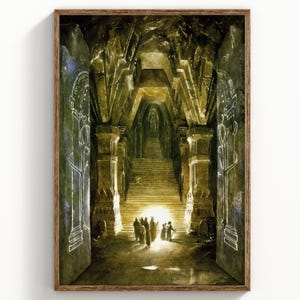 Mines of Moria Doors of Durin LOTR Fine Art Print Fantasy Giclee 260gsm Satin or 310gsm Textured Watercolour Paper image 1