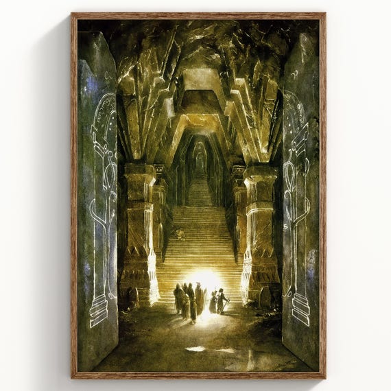Mines of Moria Doors of Durin LOTR Fine Art Print Fantasy Giclee 260gsm Satin or 310gsm Textured Watercolour Paper