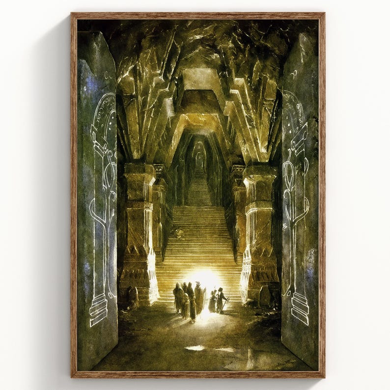 Mines of Moria Doors of Durin LOTR Fine Art Print Fantasy Giclee 260gsm Satin or 310gsm Textured Watercolour Paper image 1