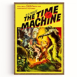 The Time Machine 1960 filmposter print H.G. Wells Sci-Fi Art decor geel pop