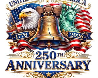 USA 250th Anniversary Eagle Liberty Bell PNG (1776-2026)
