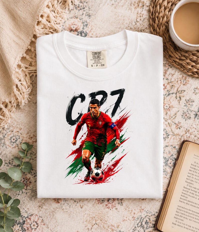 CR7 PNG digital nedladdning, Cristiano Ronaldo tröjdesign, Portugal fotbollssublimering, fotbollsfangrafik, 300 DPI transparent PNG bild 3