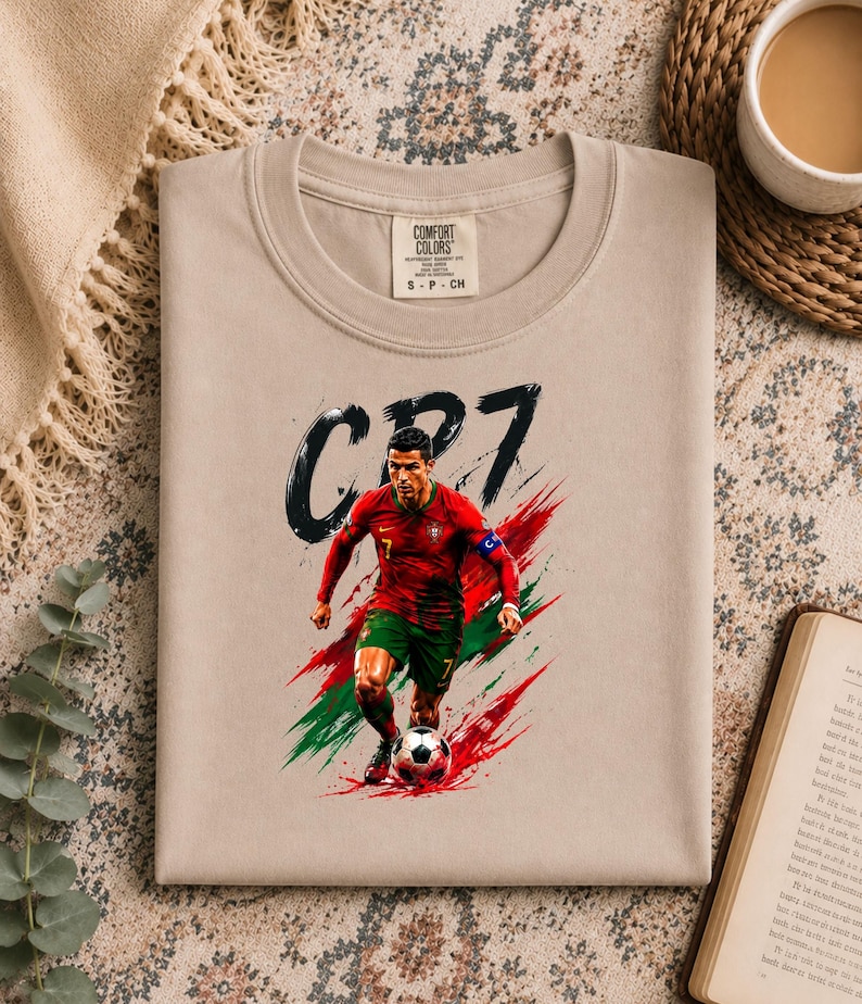 CR7 PNG digital nedladdning, Cristiano Ronaldo tröjdesign, Portugal fotbollssublimering, fotbollsfangrafik, 300 DPI transparent PNG bild 4