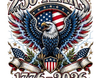 USA 250th Anniversary Vintage Eagle PNG 1776-2026 Sublimation