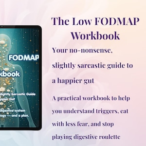 Cuaderno de trabajo bajo en FODMAP, guía de dieta para el SII imprimible en PDF, planificador de comidas, registro de síntomas, listas de alimentos, registro de reintroducción.