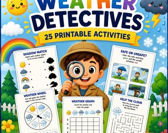 Weather Worksheets for Kids Ages 4–7 | Preschool Weather Activities | Science STEM Printable | Weather Detectives