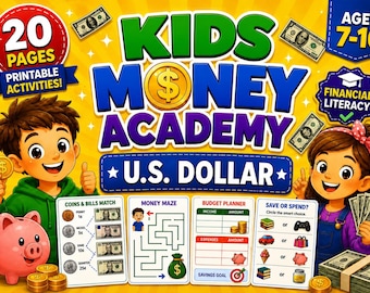 Financial Literacy Worksheets for Kids, US Money Activities, Ages 7–10