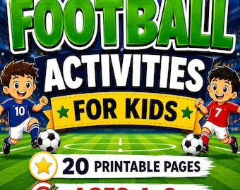 Football Activities for Kids Ages 4-8 Printable PDF, Soccer Worksheets, Football Games, Homeschool Activity Book, Instant Download
