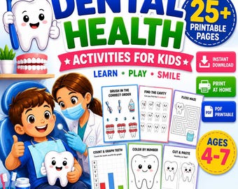 Dental Health Activities for Kids Ages 4-7 | Printable Oral Hygiene & Tooth Brushing Worksheets