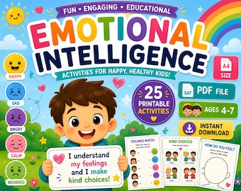 Feelings Activities for Kids Ages 4-7 | Emotional Intelligence Worksheets | SEL Printable | Social Emotional Learning PDF