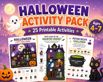 Halloween Activities for Kids Ages 4-7 | Preschool Halloween Worksheets & Games | Printable Activity Pack