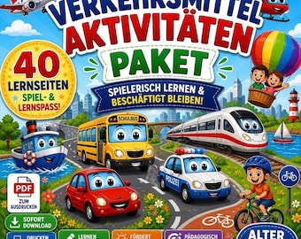 Verkehrsmittel Arbeitsblätter Kita, Fahrzeuge Lernen Vorschule PDF, Kiga Übungen, Schwungübungen, Ausmalbilder, Lernpaket Kinder