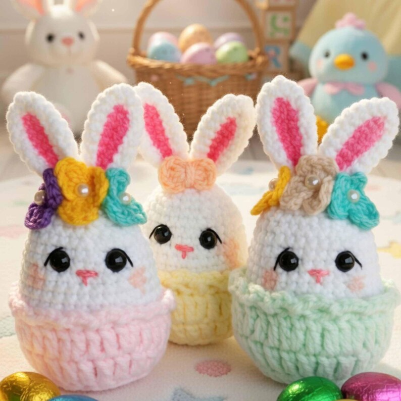 Easter Bunny Egg Crochet Pattern | Beginner Amigurumi, No-sew (PDF) - Etsy