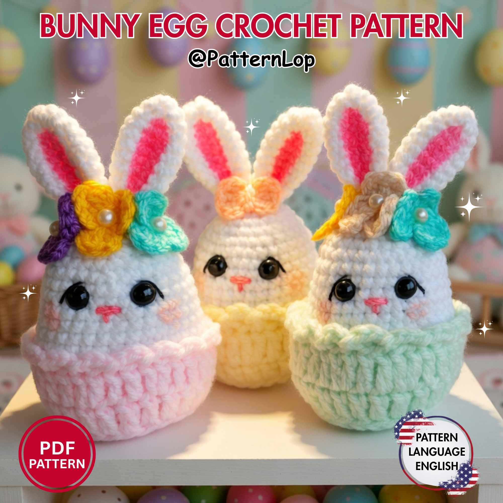 Easter Bunny Egg Crochet Pattern | Beginner Amigurumi, No-sew (PDF) - Etsy