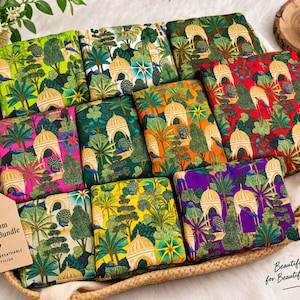 Hand Block Print Cotton Fabric, Floral Sewing Material By The Yard