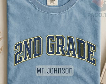 2nd Grade Teacher Shirt, Personalized Name Tee, Custom School Faculty T-Shirt