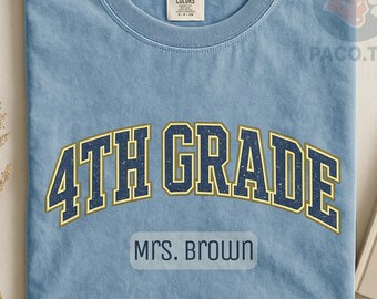 4th Grade Teacher Shirt, Personalized Name Tee, Custom Educator Comfort Colors T-Shirt