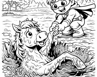 Superhero and Animal Coloring Pages – Children's Coloring Book – Printable PDF