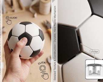 Ballon de football anti-stress à cliquet - Jouet de bureau mécanique tactile imprimé en 3D de 11,4 cm, cadeau idéal pour les fans de football, balle à cliquet ASMR