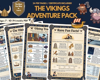 Vikings Printable Activity Kit | Kids History Norse Mythology Homeschool | Viking Unit Study Ages 7–10