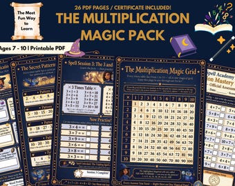 Multiplication Times Tables Activity Kit Printable | Kids Maths Worksheet Pack Ages 7-10 | Wizard