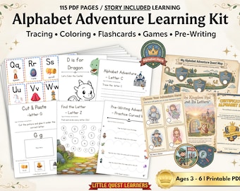 Medieval Fantasy Preschool Curriculum Alphabet Worksheets Knight Unit Study Kindergarten Homeschool Printable PDF