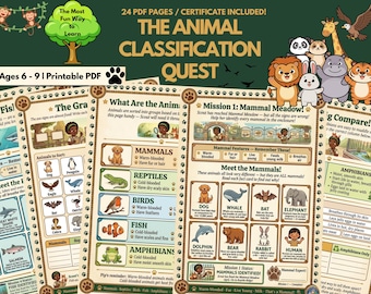 Animal Classification Printable Activity Kit | Kids Science Homeschool Nature Unit Ages 6–9