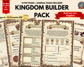 Kids Creative Writing Printable | Build Your Own Kingdom Medieval Fantasy Activity | Homeschool PDF