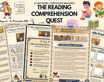 Reading Comprehension Printable Kit | Kids Mystery Story Inference Homeschool | Literacy Activity Ages 6–9