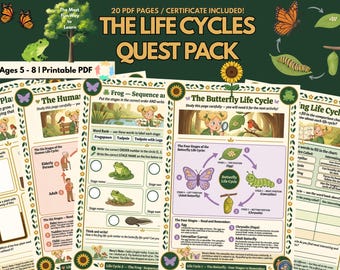 Life Cycles Printable Kit | Kids Science Butterfly Frog Sunflower KS1 | Homeschool Activity