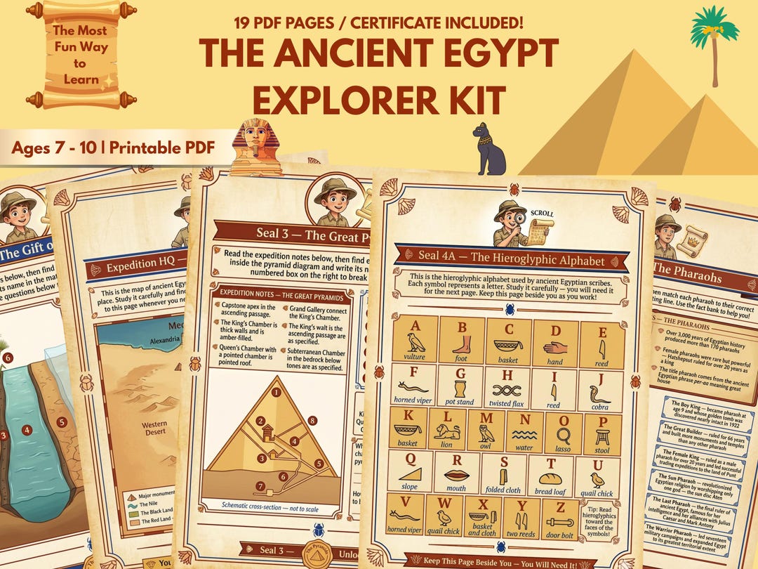 Ancient Egypt Activity Kit Printable PDF History Ages 7-10 Archaeology ...