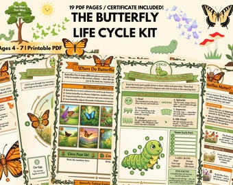 Butterfly Life Cycle Kit Printable PDF Nature Science Ages 4-7 Metamorphosis