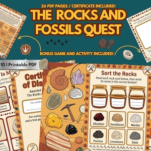 Gesteins- und Fossilien-Experimentierkasten für Kinder (7–10 Jahre) | Geologen-Quiz | Erdkunde (Grundschule)