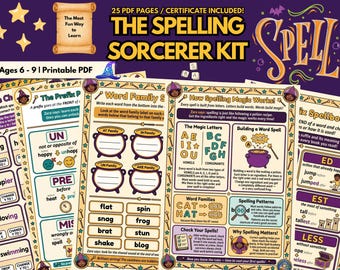Spelling Printable Kit Kids | Sorcerer Quest Activity | KS1 KS2 Prefixes Suffixes Tricky Words