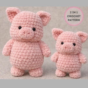 2 in 1 Pig Amigurumi Crochet Pattern PDF | Easy Beginner Friendly Plush Pig