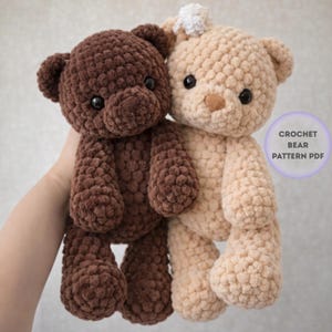 Plush Amigurumi Bear Pattern PDF – Beginner Crochet, Low-Sew Soft Chunky Teddy