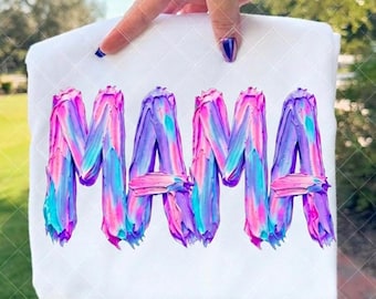 カラフルなママの筆遣いデザイン｜パステルペイント、ママライフアパレル（デジタルダウンロード）