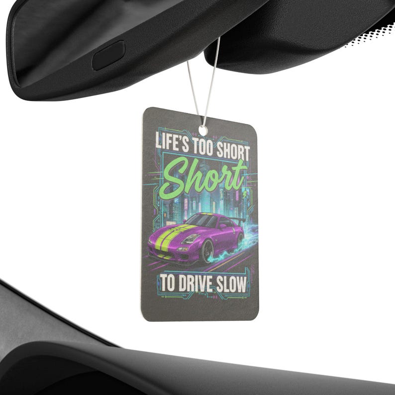Aromatizador de carro com frase inspiradora para amantes de carros / Acessório divertido para carro, fragrância de pinho, carro novo e gelo negro, presente para ele, decoração para carro de viagem imagem 7