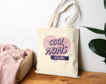 Cool Mom Tote Bag, Cotton Canvas Mom Graphic Tote | Mothers Day Style | mom gift