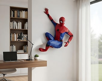 Art mural géométrique super-héros, bricolage, 120 cm, décoration de modèle en papier