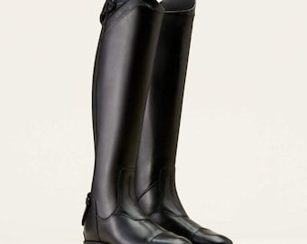 Handmade Black Leather Equestrian Boots for Men\Women – Tall Knee High Custom Riding