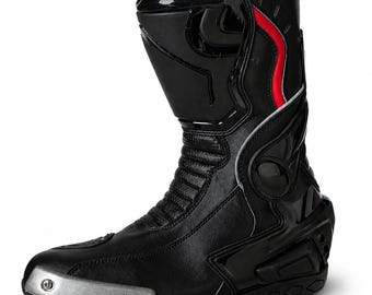 Custom Motorcycle Boots Handmade Leather Biker Shoes Racing Style Men Riding Gear