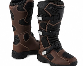 Handmade Men's Genuine Leather Motorcycle Boots – Waterproof Adventure Touring Biker Gear